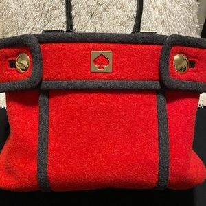 Kate Spade Beantown Quinn Red Wool Felt Tote